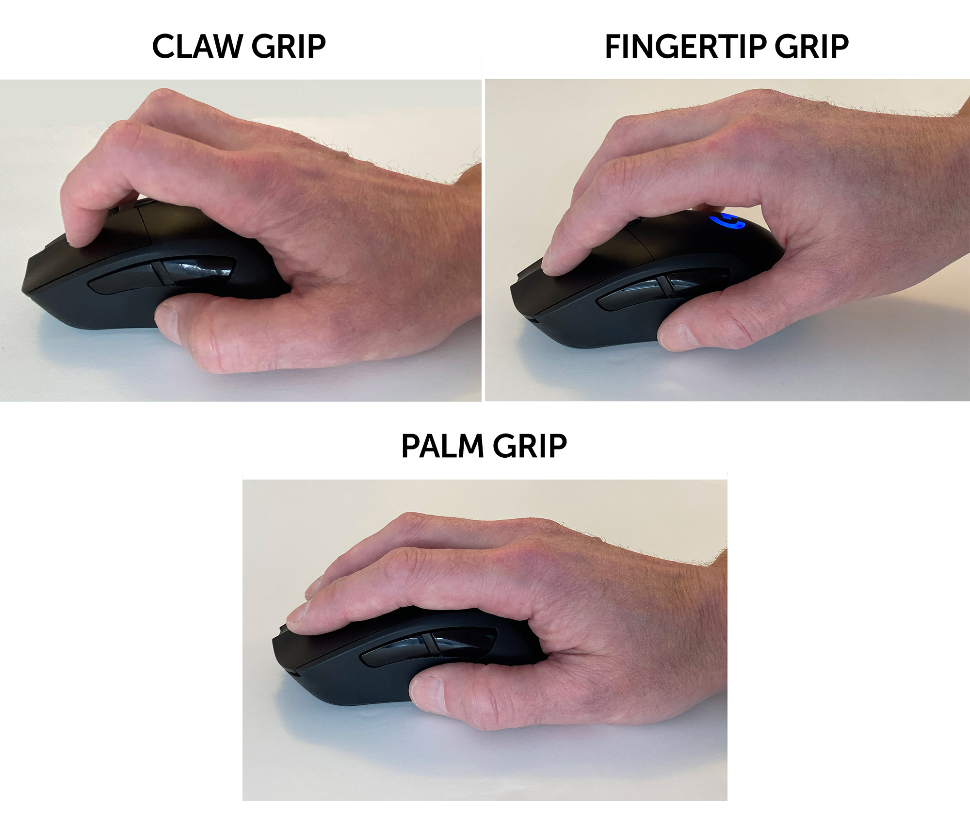 Claw Grip vs. Fingertip Grip vs. Palm Grip